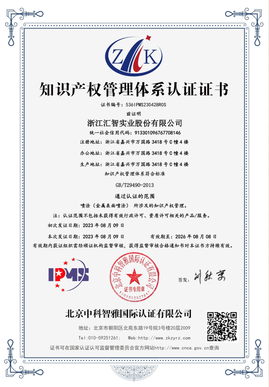 Intellectual Property Management System Certification Certif